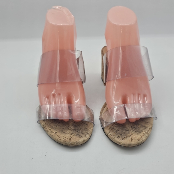 Schutz Victorie Clear Vinyl Cork Block Heel Sandal Women's 7.5 - Picture 11 of 11